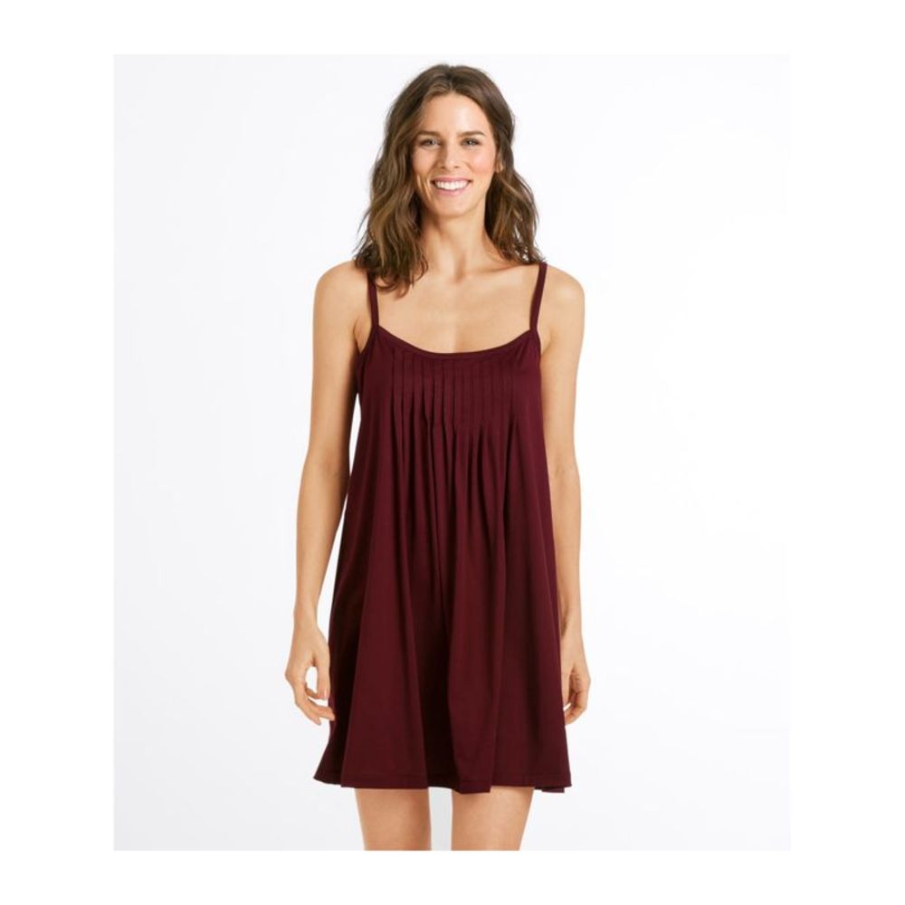 HANRO Intimates Burgundy Babydoll Chemise Pleated Front Nightgown XS